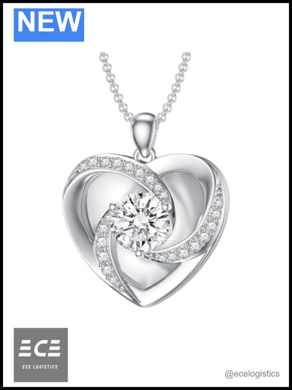 10k White Gold 1ct Moissanite Photo Locket Necklace Adjustable Chain